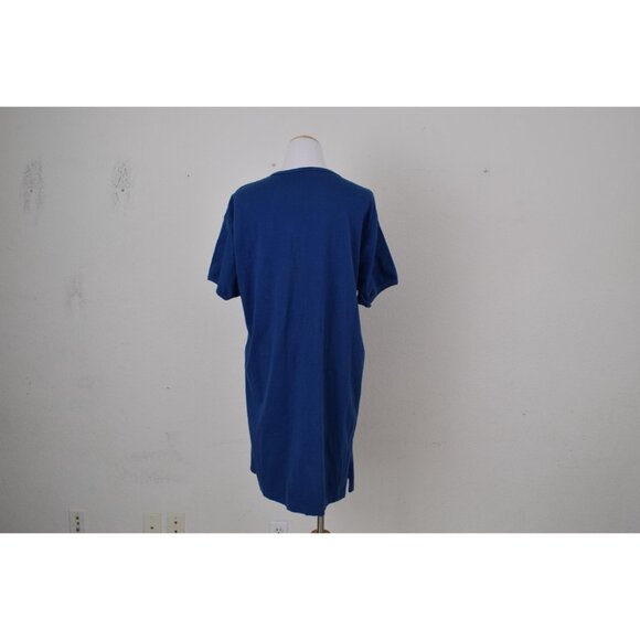 Vintage 80s T-shirt Blue Pullover Dress‎ ONE SIZE - Picture 4 of 9